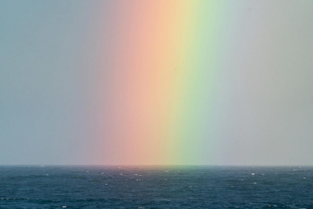 rainbow on sky over sea