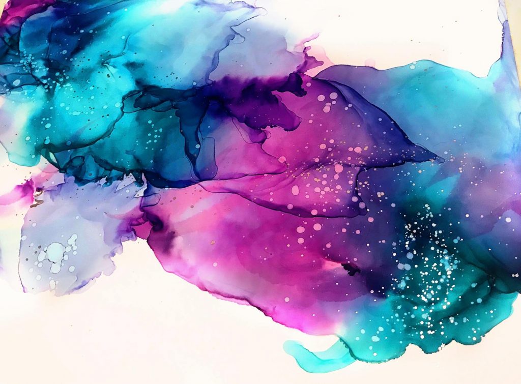 purple and white abstract painting