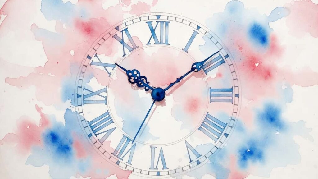 watercolour painting of a clock
